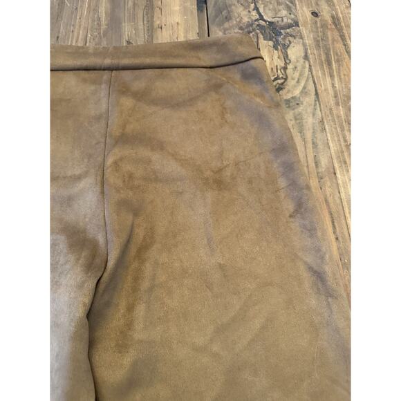 Zara Women’s Vegan Faux Suede Straight Leg Pants Size XL Ankle Zip Slacks - Picture 14 of 15